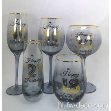 कस्टम हस्तनिर्मित रंग फैंसी गॉबलेट वाइन ग्लास